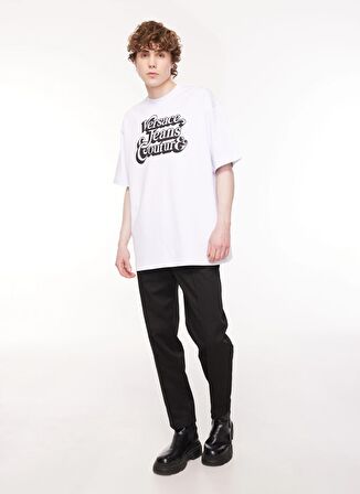 Bisiklet Yaka Beyaz Erkek T-Shirt 75GAHG02CJ01G003