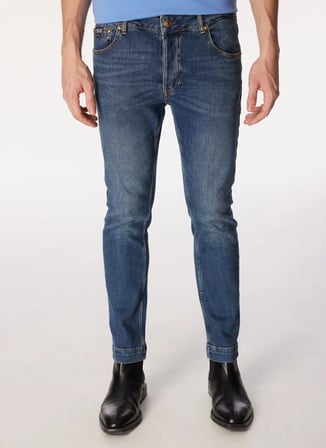 Versace Jeans Couture İndigo Erkek Düz Paça Slim Fit  Denim Pantolon 75GAB533CDW56904