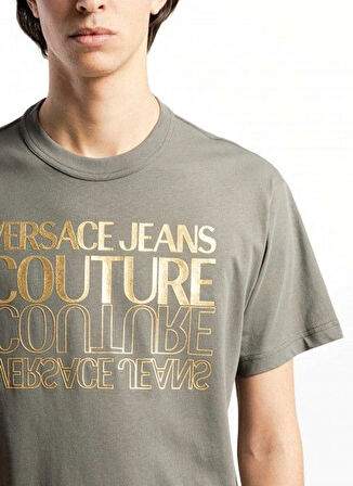 Versace Jeans Couture Bisiklet Yaka Kahve Erkek T-Shirt 76GAHT10