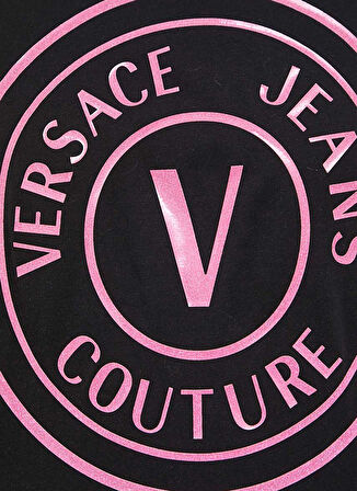 Versace Jeans Couture Yuvarlak Yaka Baskılı Siyah Kadın T-Shirt 76HAHG05