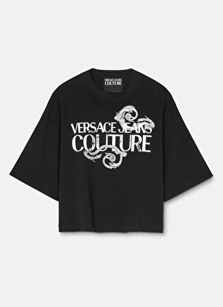 Versace Jeans Couture Yuvarlak Yaka Baskılı Beyaz Kadın T-Shirt 76HAHG01