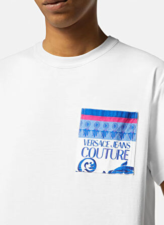 Versace Jeans Couture Bisiklet Yaka Beyaz Erkek T-Shirt 76GAH6RB