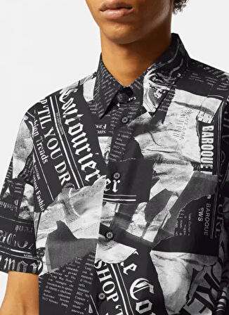 Versace Jeans Couture Siyah Erkek Kısa Kollu Gömlek 76GAL212