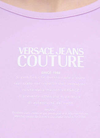 Versace Jeans Couture Yuvarlak Yaka Düz Siyah Kadın T-Shirt 76HAM231