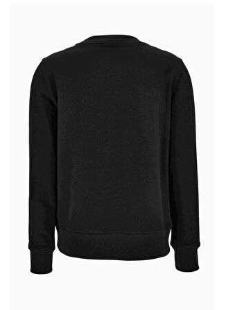 Yuvarlak Yaka Siyah Kadın Standart Baskılı Sweatshirt 77HAIE05