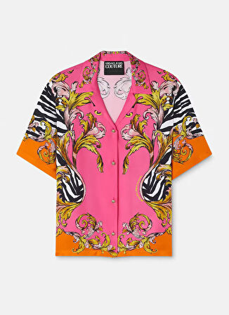 Versace Jeans Couture Standart Gömlek Yaka Çizgili Pembe Kadın Gömlek 78HAL2P9