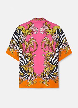 Versace Jeans Couture Standart Gömlek Yaka Çizgili Pembe Kadın Gömlek 78HAL2P9