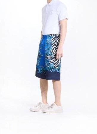 Versace Jeans Couture Saks Erkek Relaxed Zebra Desenli Bermuda Şort MIX ZEBRA BAROCCO SHORTS