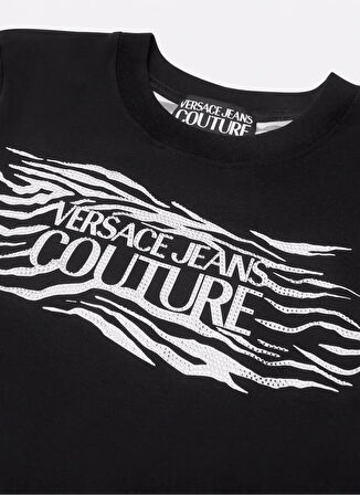 Versace Jeans Couture Yuvarlak Yaka Baskılı Siyah Kadın T-Shirt 78HAH606