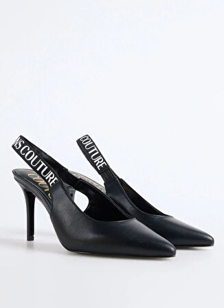 Siyah Deri  Kadın Topuklu Ayakkabı