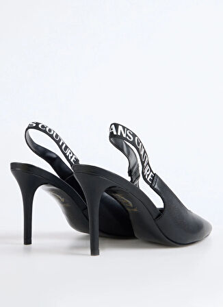 Siyah Deri  Kadın Topuklu Ayakkabı