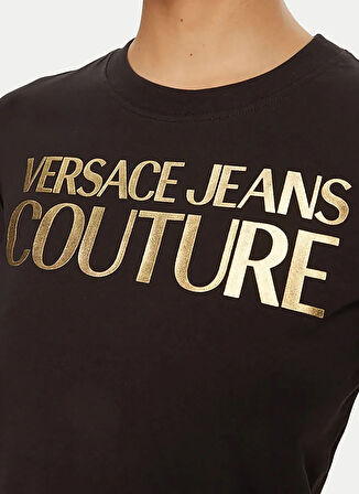 Versace Jeans Couture Yuvarlak Yaka Baskılı Siyah Kadın T-Shirt 78HAHT01