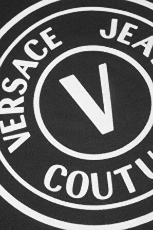 Erkek Regular Fit Kadife Baskı V Amblemli Bisiklet Yaka T-Shirt - Siyah | M