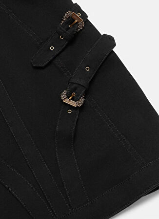 Versace Jeans Couture Kare Yaka Düz Siyah Kısa Kadın Elbise 78HAO952