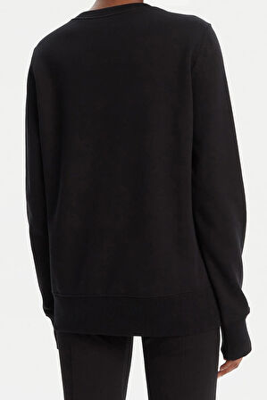 Kadın Regular Fit Barok Desenli Bisiklet Yaka Sweatshirt - Siyah/Gold | L