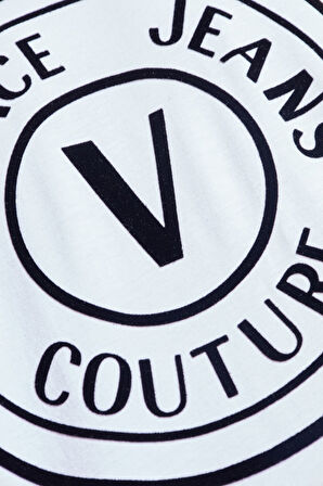 Erkek Regular Fit V Amblemli Bisiklet Yaka T-Shirt - Beyaz | M