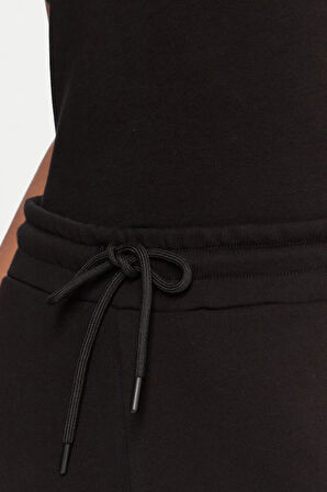 Kadın Regular Fit Nakışlı Yazı Logolu Paçası Lastikli Eşofman Altı - Siyah/Altın Sarısı | XS