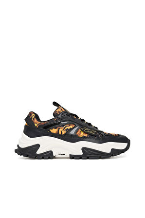 Kadın Fondo Hiker Dis. 11  Barok Desenli Kalın Tabanlı Sneaker - Siyah/Altın Sarısı | 39