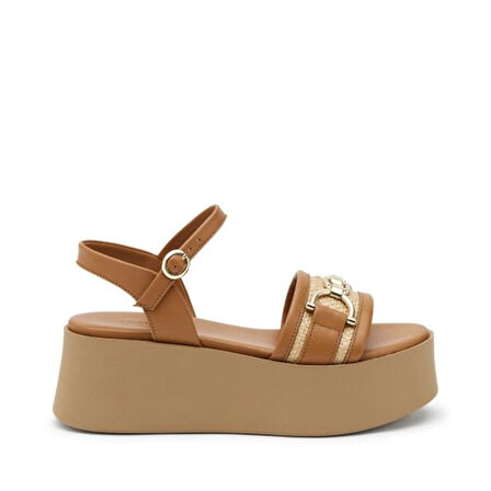 Kadın Terlik 88I5 Frau RAFIA Leather CAMELwood