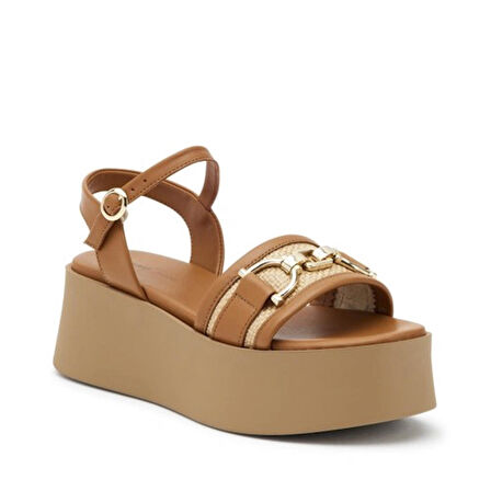 Kadın Terlik 88I5 Frau RAFIA Leather CAMELwood