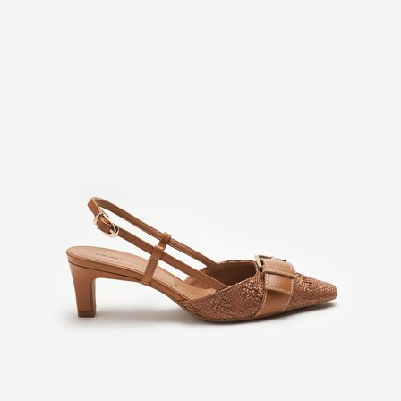   Kadın Topuklu / Stiletto 81F2 Frau RAFFIA SLINGBACKS WITH BUCKLE