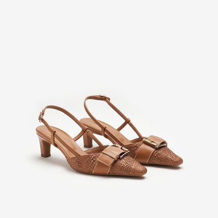   Kadın Topuklu / Stiletto 81F2 Frau RAFFIA SLINGBACKS WITH BUCKLE