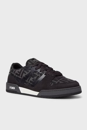 Fendi Deri Logolu Sneaker Ayakkabı Erkek AYAKKABI 7E1688 AQ6I F1R71 SİYAH-LACİVERT