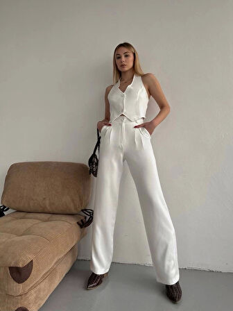 Palazzo pantolon beyaz s23211