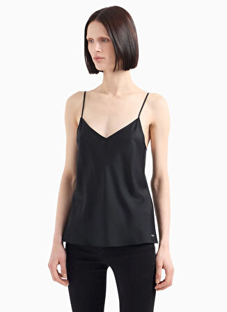 Armani Exchange V Yaka Düz Siyah Kadın Bluz 8NYH05