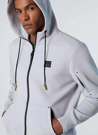 North Sails Gri Erkek Fermuarlı Regular Fit Logo Baskılı Sweatshirt NS0000691097