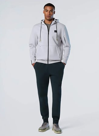 North Sails Gri Erkek Fermuarlı Regular Fit Logo Baskılı Sweatshirt NS0000691097