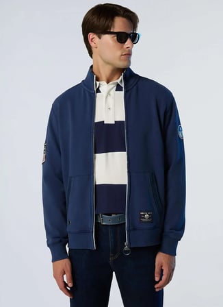 North Sails Lacivert Erkek Fermuarlı Regular Fit Nakışlı Sweatshirt NS0000691126
