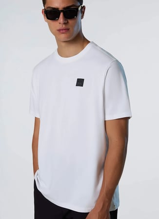 North Sails Beyaz Erkek Regular Fit Logo Baskılı T-Shirt NS0000693061