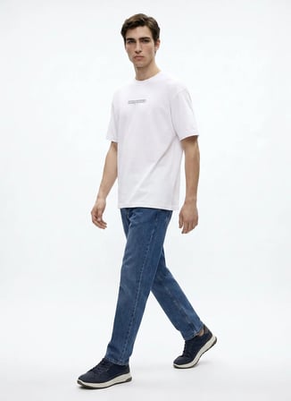 Beyaz Erkek %100 Organik Pamuk T-Shirt NS0000693145