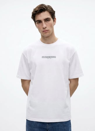 Beyaz Erkek %100 Organik Pamuk T-Shirt NS0000693145