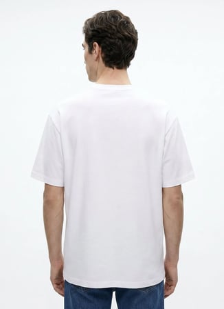 Beyaz Erkek %100 Organik Pamuk T-Shirt NS0000693145