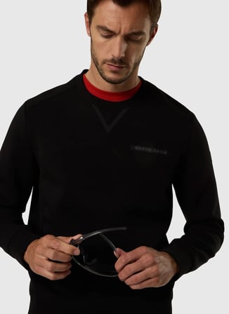 North Sails Siyah Erkek Bisiklet Yaka Regular Fit Baskılı Sweatshirt NS0000691336