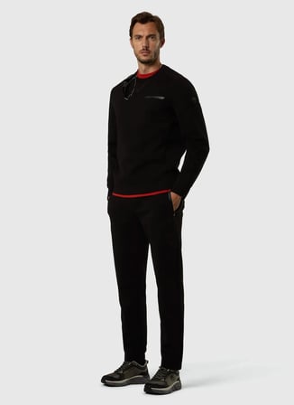 North Sails Siyah Erkek Bisiklet Yaka Regular Fit Baskılı Sweatshirt NS0000691336