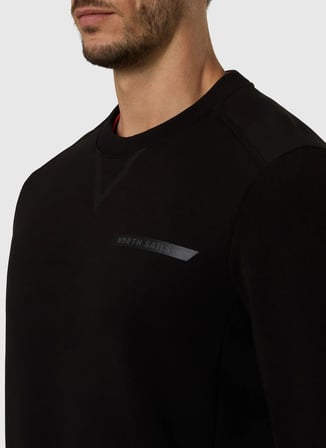 North Sails Siyah Erkek Bisiklet Yaka Regular Fit Baskılı Sweatshirt NS0000691336