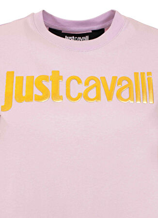 Just Cavalli Bisiklet Yaka Baskılı Beyaz Kadın T-Shirt 74PBHF00