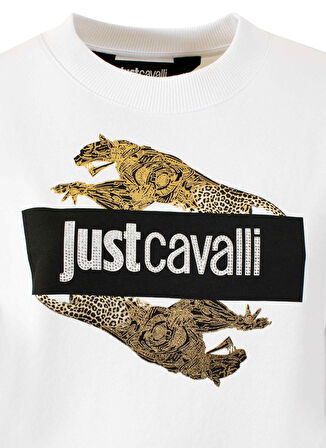 Just Cavalli Bisiklet Yaka Baskılı Siyah Kadın Sweatshırt 74PBIF07