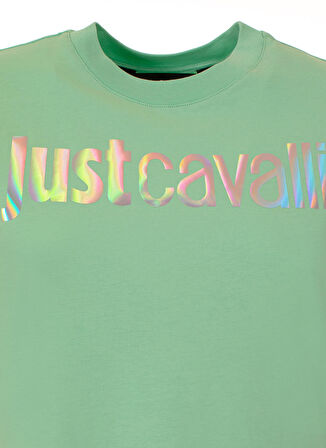 Just Cavalli Bisiklet Yaka Baskılı Beyaz Kadın T-Shirt 74PBHG00