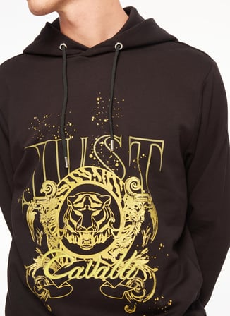 Just Cavalli Kapüşon Yaka Siyah Erkek Sweatshırt 75OAIF03