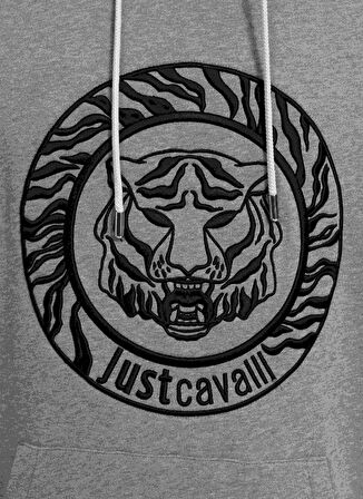 Just Cavalli Kapüşon Yaka Gri Melanj Erkek Sweatshırt 75OAIT02