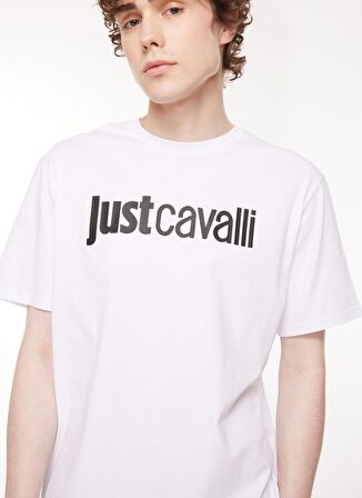 Just Cavalli Bisiklet Yaka Beyaz Erkek T-Shirt 75OAHT00