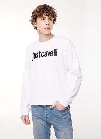 Just Cavalli Bisiklet Yaka Beyaz Erkek Sweatshırt 75OAIT00