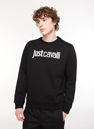 Just Cavalli Bisiklet Yaka Siyah Erkek Sweatshırt 75OAIT00