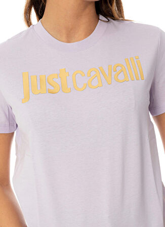 Just Cavalli Bisiklet Yaka Baskılı Beyaz Kadın T-Shirt 75PAHT00