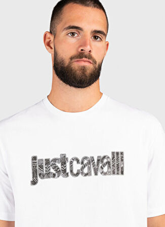 Just Cavalli Bisiklet Yaka Beyaz Erkek T-Shirt 75OAHG05