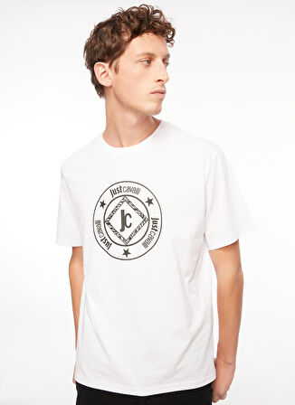 Just Cavalli Bisiklet Yaka Beyaz Erkek T-Shirt 75OAHT07
